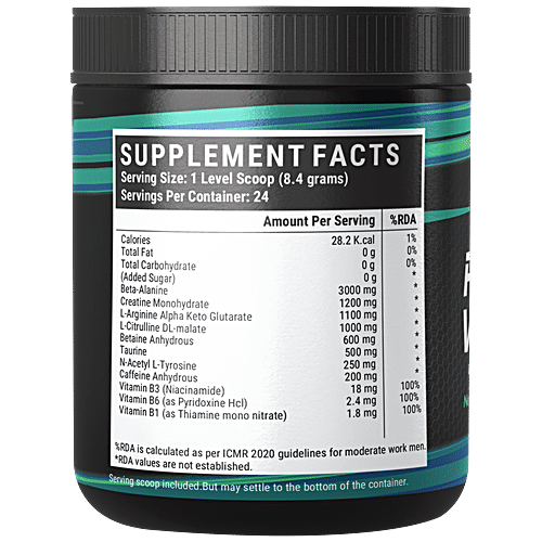 INLIFE Pre-Workout Supplement Powder - 200mg Caffeine, Orange, Pre Workout Formula, Men & Women, 200 g  