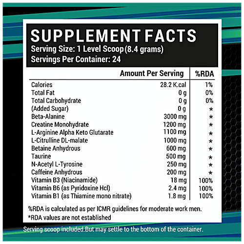 INLIFE Pre-Workout Supplement Powder - 200mg Caffeine, Orange, Pre Workout Formula, Men & Women, 200 g  