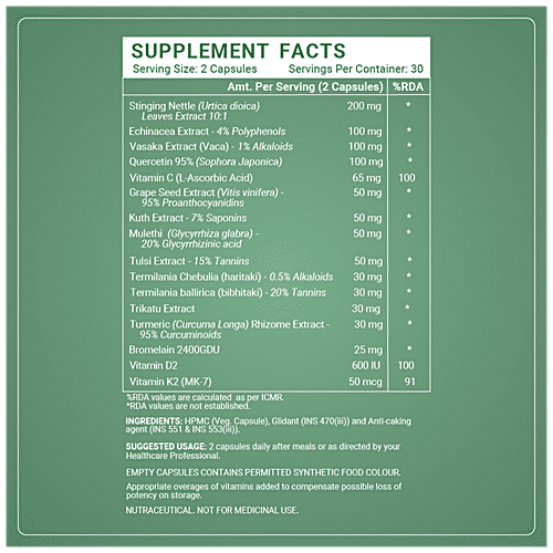 INLIFE Lung Detox Supplement Capsules - With Stinging Nettle, Echinacea, Supports Healthy Lungs, 60 pcs