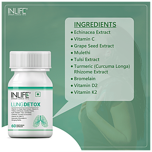 INLIFE Lung Detox Supplement Capsules - With Stinging Nettle, Echinacea, Supports Healthy Lungs, 60 pcs