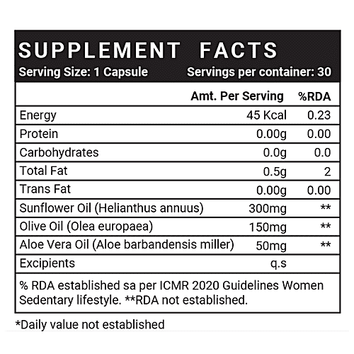 INLIFE Plant Based Natural Vitamin E Oil Capsules - For Skin Health & Immunity Booster, 30 pcs  