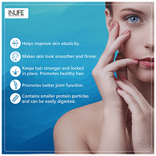 INLIFE Hydrolyzed Fish Collagen Peptides Powder - With 90% Protein, Skin Health, Bone Health, 200 g  