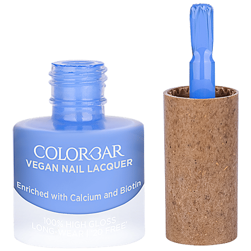 ColorBar Vegan Nail Lacquer - With Calcium & Biotin, High Gloss, 100% Coverage, 8 ml Blu Hue - 128