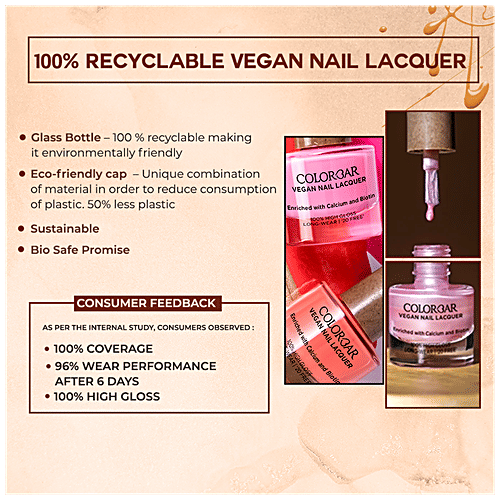 ColorBar Vegan Nail Lacquer - With Calcium & Biotin, High Gloss, 100% Coverage, 8 ml Blu Hue - 128
