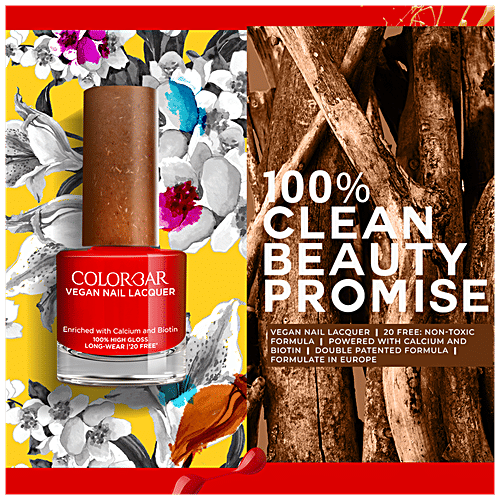 ColorBar Vegan Nail Lacquer - With Calcium & Biotin, High Gloss, 100% Coverage, 8 ml Blu Hue - 128