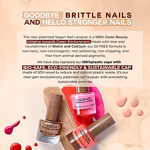 ColorBar Vegan Nail Lacquer - With Calcium & Biotin, High Gloss, 100% Coverage, 8 ml Charm - 070