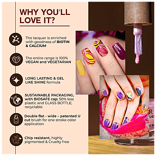 ColorBar Vegan Nail Lacquer - With Calcium & Biotin, High Gloss, 100% Coverage, 8 ml Ash - 149