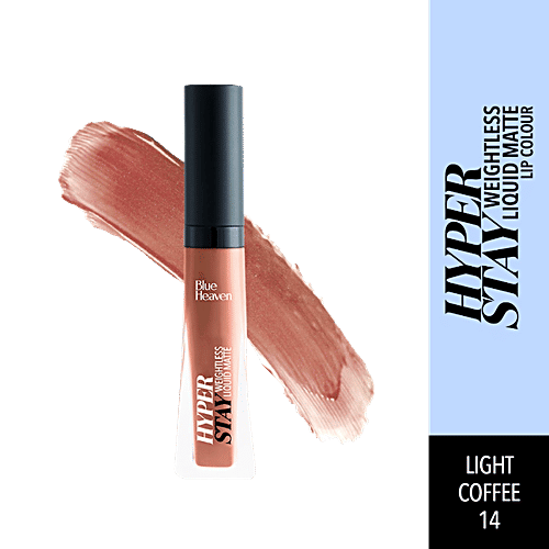 Blue Heaven Hyper Stay Weightless Liquid Matte Lip Colour - Non-Sticky, Smudge Proof, 6 ml Light Coffee 14 