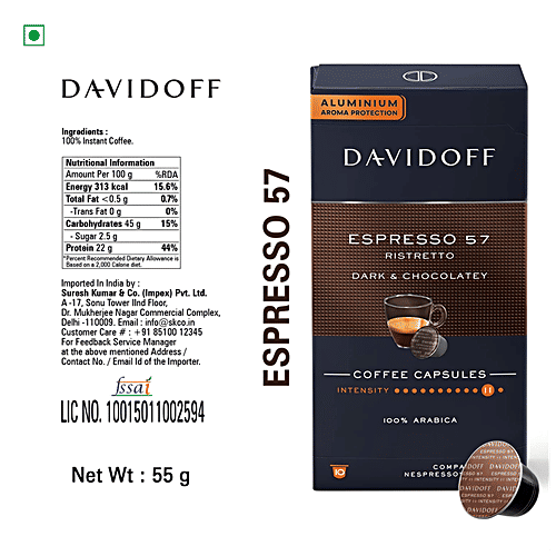 Buy Davidoff Espresso 57 Ristretto Dark & Chocolatey Coffee Capsules 100 Arabica Online at