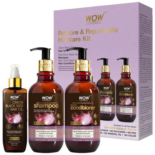 Buy Wow Skin Science Onion Oil Restore & Rejuvenate Hair Care Kit - Shampoo  + Conditioner + Oil Online at Best Price of Rs  - bigbasket