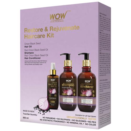 Buy Wow Skin Science Onion Oil Restore & Rejuvenate Hair Care Kit - Shampoo  + Conditioner + Oil Online at Best Price of Rs  - bigbasket
