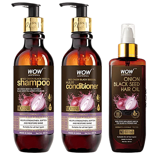 Buy Wow Skin Science Onion Oil Restore & Rejuvenate Hair Care Kit Shampoo + Conditioner + Oil