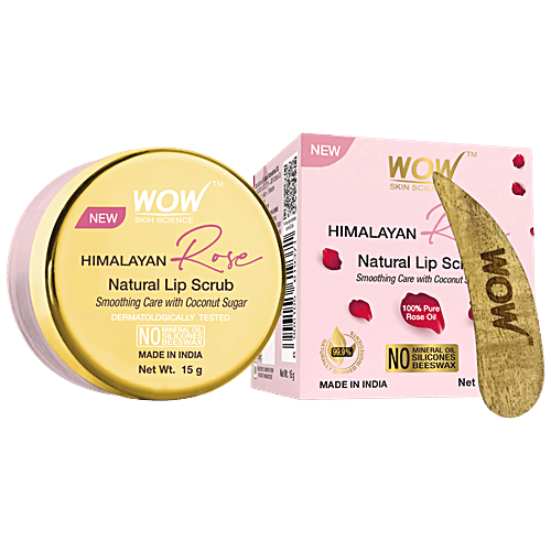 Wow Skin Science Himalayan Rose Lip Scrub - Exfoliates, Smoothens, For Dry, & Tanned Lips, 15 g  
