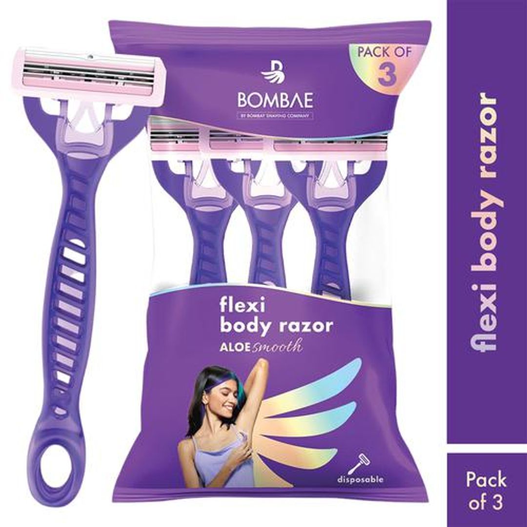 Bombae Flexi Disposable Body Razor - For Women, Aloe Smooth, 100 g (3 pcs)