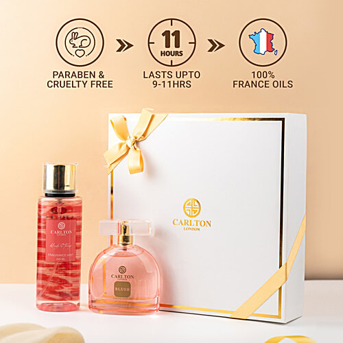 Carlton London Women Gift Set - Blush Eau De Parfum 100ml + Blush & Tease Body Mist 250ml, 2 pcs  