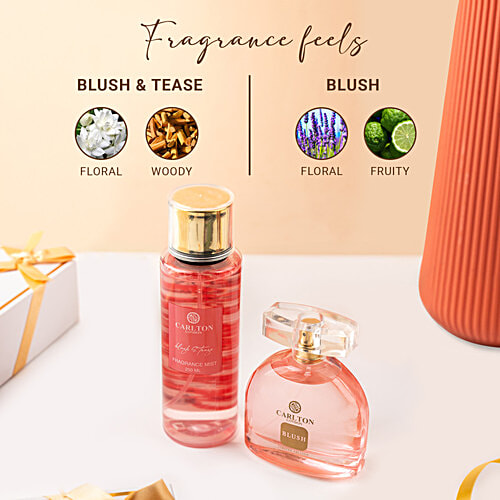 Carlton London Women Gift Set - Blush Eau De Parfum 100ml + Blush & Tease Body Mist 250ml, 2 pcs  