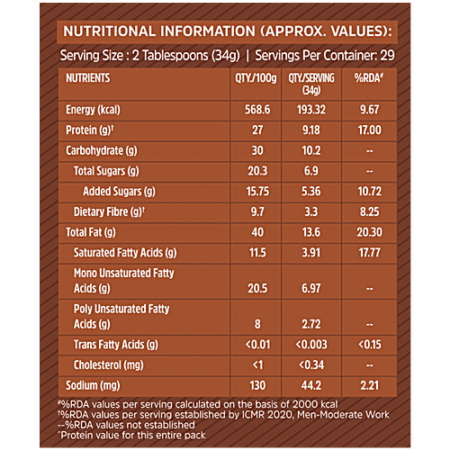 MuscleBlaze MB FIT Protein Peanut Butter Creamy Dark Chocolate Spread, Fit Pack, 750 g  High In Fibre