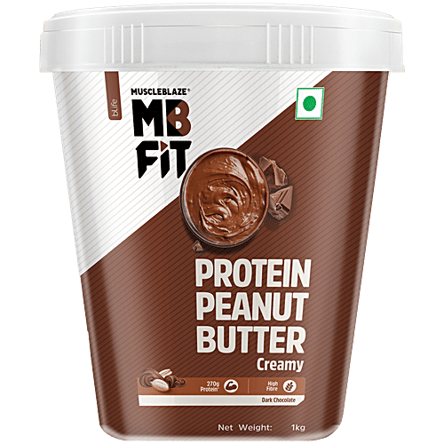 MuscleBlaze MB FIT Protein Peanut Butter Creamy Dark Chocolate Spread, Fit Pack, 750 g  High In Fibre