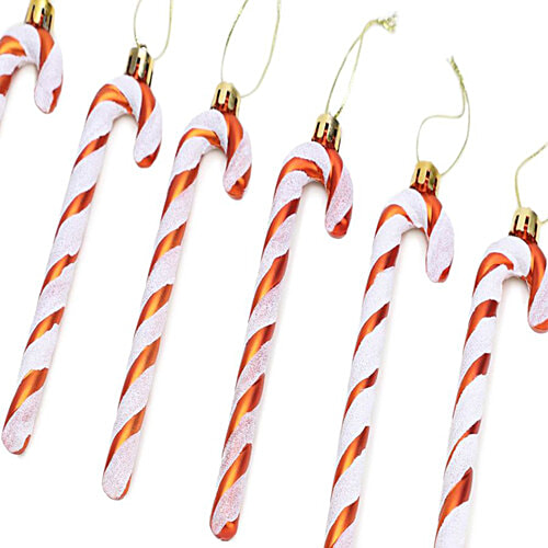 Creative Space Christmas Candy Cane - Hanging Tree Decorations, Reflective, 6 pcs Reflective Hanging Decorations