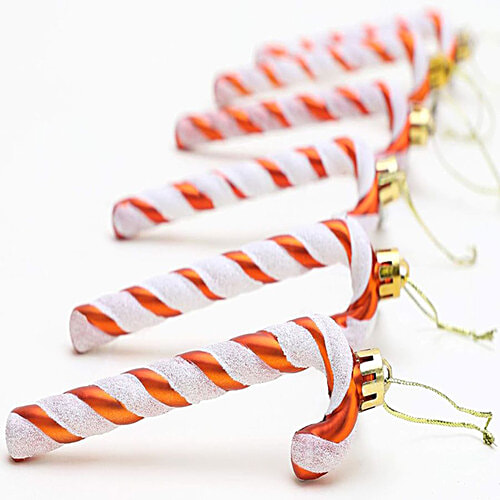 Creative Space Christmas Candy Cane - Hanging Tree Decorations, Reflective, 6 pcs Reflective Hanging Decorations