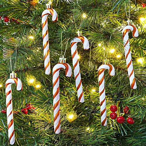 Creative Space Christmas Candy Cane - Hanging Tree Decorations, Reflective, 6 pcs Reflective Hanging Decorations