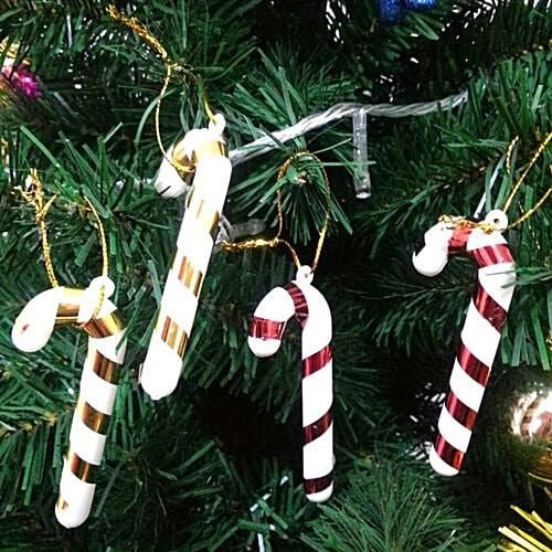 Creative Space Christmas Candy Cane - Hanging Tree Decorations, Reflective, 6 pcs Reflective Hanging Decorations