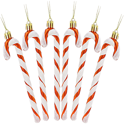 Creative Space Christmas Candy Cane - Hanging Tree Decorations, Reflective, 6 pcs Reflective Hanging Decorations