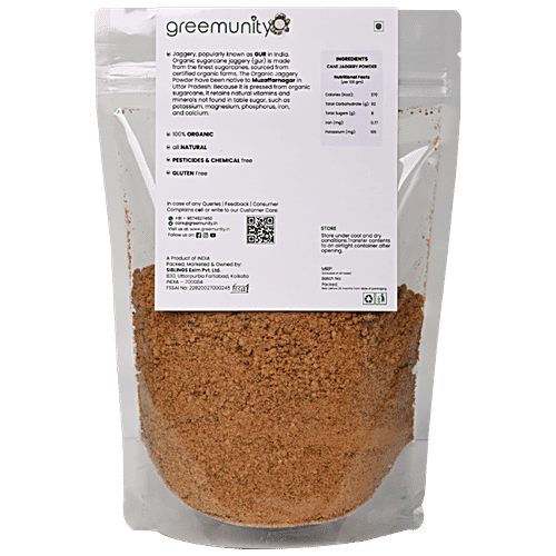 Greemunity Organic Jaggery Powder, 500 g Pouch 