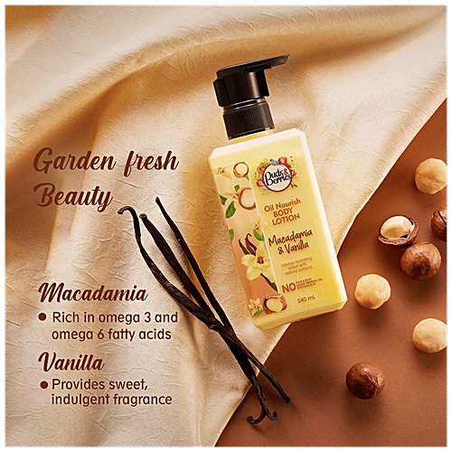 Buds & Berries Oil Nourish Body Lotion - Macadamia & Vanilla, Provides Intense Hydration, No Parabens, 240 ml  