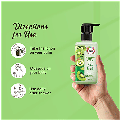 Buds & Berries Fruit Nourish Body Lotion - Kiwi, Non-Greasy, Light Hydration, No Parabens, 240 ml  