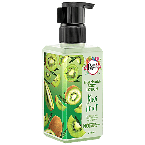 Buds & Berries Fruit Nourish Body Lotion - Kiwi, Non-Greasy, Light Hydration, No Parabens, 240 ml  
