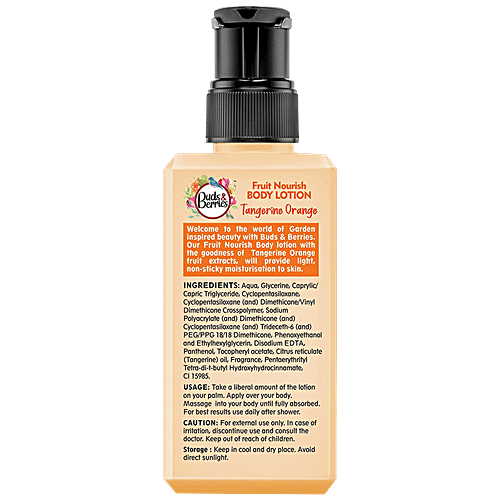 Buds & Berries Fruit Nourish Body Lotion - Tangerine Orange, Non-Greasy, Light Hydration, No Parabens, 240 ml  