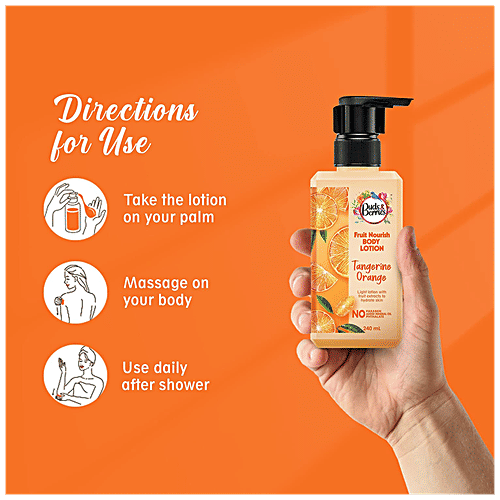 Buds & Berries Fruit Nourish Body Lotion - Tangerine Orange, Non-Greasy, Light Hydration, No Parabens, 240 ml  