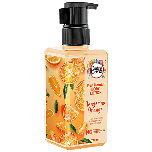Buds & Berries Fruit Nourish Body Lotion - Tangerine Orange, Non-Greasy, Light Hydration, No Parabens, 240 ml  