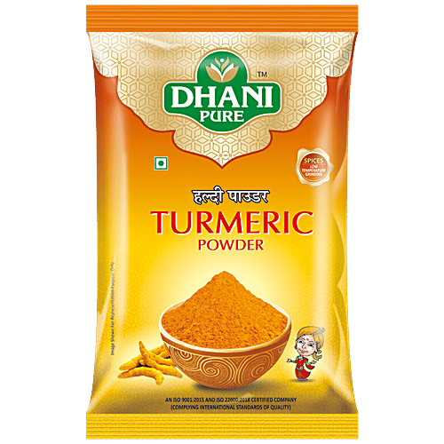 Dhani Pure Turmeric/Haldi Powder - Natural, No Artificial Colours & Preservatives, 200 g Pouch 