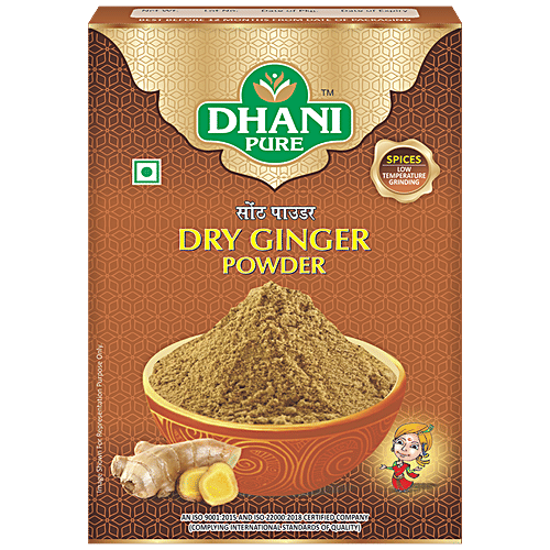 Dhani Pure Dried Ginger Powder - Natural, No Artificial Colours & Preservatives, 10 g Carton 