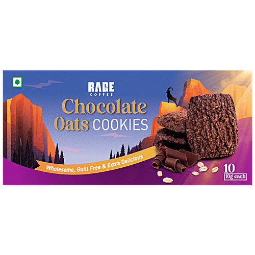 Rage Coffee Chocolate Oats Cookies - Wholesome, Guilt Free & Extra Delicious, 100 g  