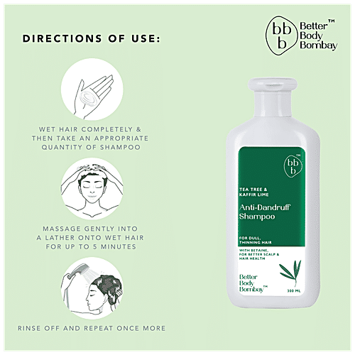Better Body Bombay  Anti-Dandruff Shampoo - Tea Tree & Kaffir Lime, For Dull, Thinning Hair, Healthy Scalp, 300 ml  