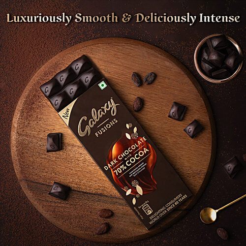Galaxy Fusions Dark Chocolate Bar With 70% Cocoa, 110 g Luxuriously Smooth & Deliciously Intense Dark Chocolate