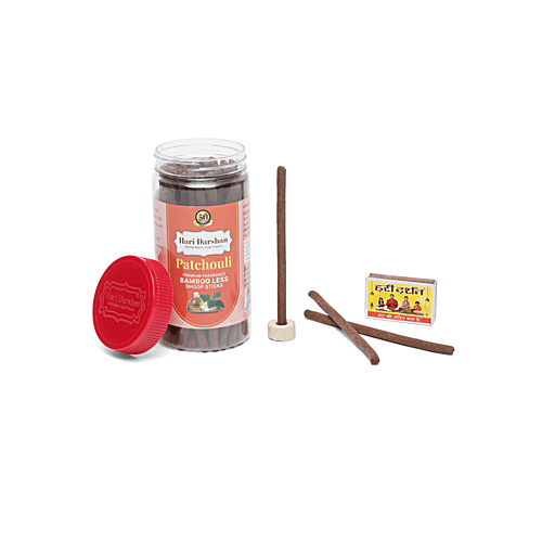 Hari Darshan Patchouli Bamboo Less Dhoop Sticks - Premium Fragrance, Carbon Free, 125 g  