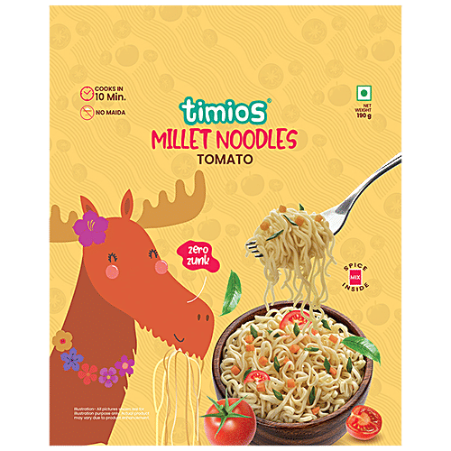 Timios Millet Noodles - Tomato Flavour, Non-Fried No-Maida, 190 g