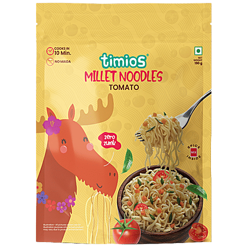 Timios Millet Noodles - Tomato Flavour, Non-Fried No-Maida, 190 g