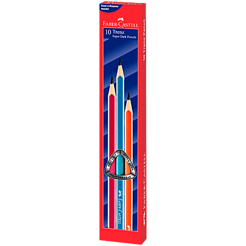 Buy Faber castell Trenz Super Dark Pencils With Eraser, Sharpener