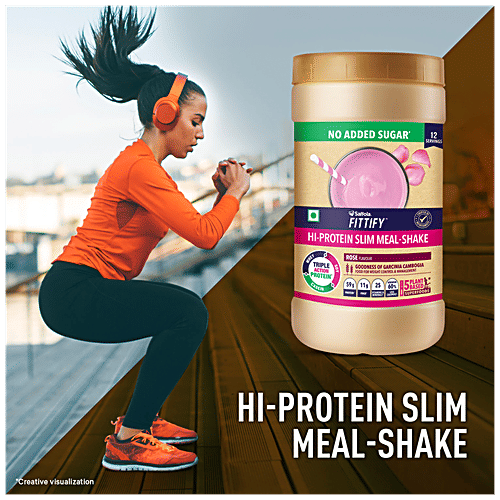 Saffola FITTIFY Rose Hi-Protein Slim Meal-Shake - No Added Sugar, 420 g (Buy 1 Get 1 Free) 