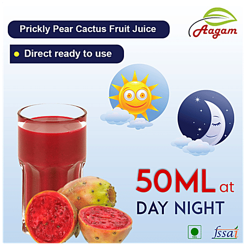 AAGAM Prickly Pear Cactus Fruit Juice - No Added Sugar, 500 ml Bottle 