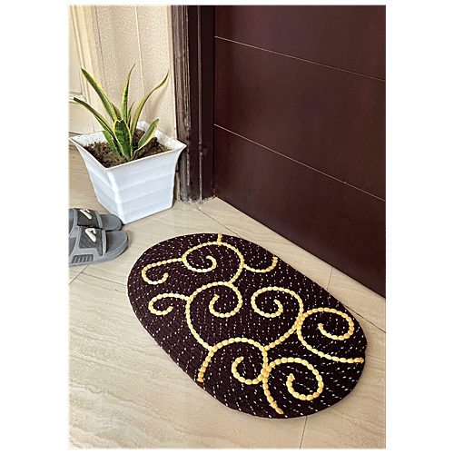 Buy VTI Home Collection Cotton Polyester Hand Woven Braided Doormat Long Lasting, Brown Online