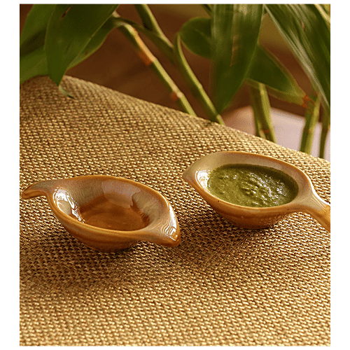 ExclusiveLane Two Dips Of Starlight Chutney Dip Ceramic Bowls - Dual Glazed Studio Pottery, Stylish, 2 pcs  