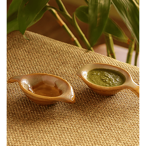 ExclusiveLane Two Dips Of Starlight Chutney Dip Ceramic Bowls - Dual Glazed Studio Pottery, Stylish, 2 pcs  