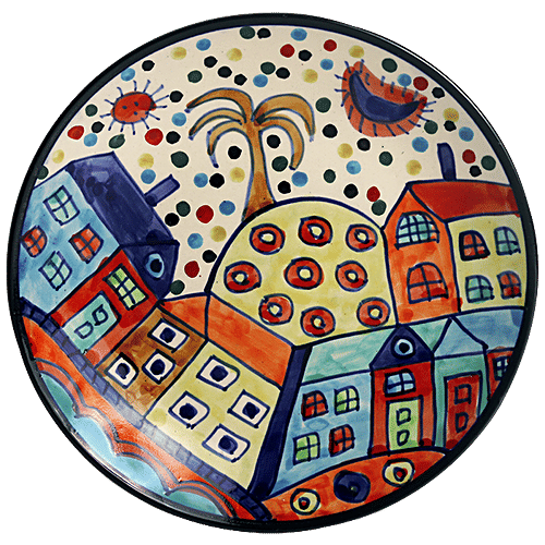 ExclusiveLane The Hut Couple Ceramic Quarter Plates - Hand-Painted, Microwave Safe, Stylish, 2 pcs  