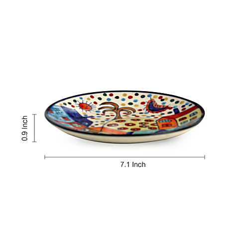 ExclusiveLane The Hut Couple Ceramic Quarter Plates - Hand-Painted, Microwave Safe, Stylish, 2 pcs  
